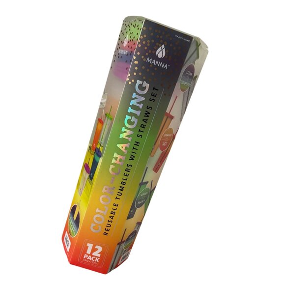 Manna Color Changing 24oz Plastic Tumblers with Lids and Straws (Set of 12) New - Picture 7 of 10